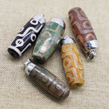 Natural Stone Dzi Bead Chakra Pendant Necklace Jewelry