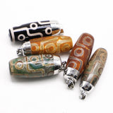 Natural Stone Dzi Bead Chakra Pendant Necklace Jewelry