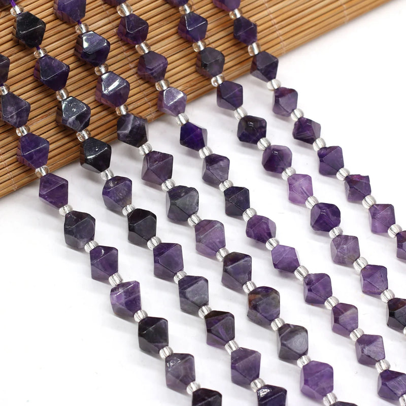 Faceted Purple Amethysts Loose Spacer Beads for Jewelry Making 14''