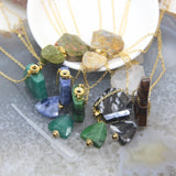 Natural Stone Faceted Slabs Perfume Bottle Pendant Necklaces