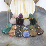 Natural Stone Faceted Slabs Perfume Bottle Pendant Necklaces