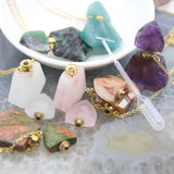 Natural Stone Faceted Slabs Perfume Bottle Pendant Necklaces