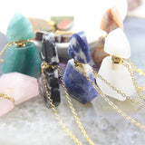 Natural Stone Faceted Slabs Perfume Bottle Pendant Necklaces