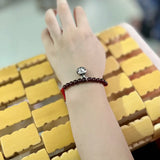 Natural Stone Garnet Bracelet Red Thread 925 Sterling Silver Bell Charm Bracelet