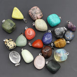 Irregular Gemstone Necklace Pendant Crystal Box Charms Healing Quartz Mineral