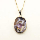 Natural Stone Irregular Grey Agate Necklace for Women