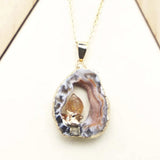 Natural Stone Irregular Grey Agate Necklace for Women