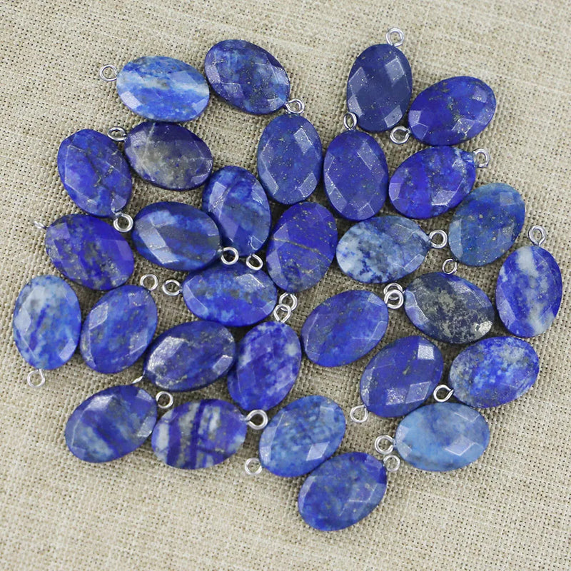 Lapis Lazuli Faceted Necklace Pendants 12Pcs