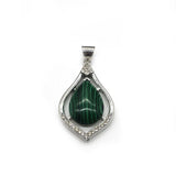 Malachite Tiger Eye Stone Water Drop Rhinestone Pendant Necklace