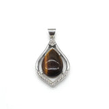Malachite Tiger Eye Stone Water Drop Rhinestone Pendant Necklace