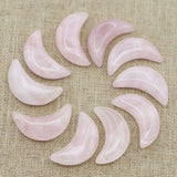 Rose Quartz Moon Gemstone Home Ornament Craft Gift Decor 12Pcs