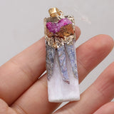Rectangle Agates Druzy Plating Pendant for DIY Necklace 17x50mm