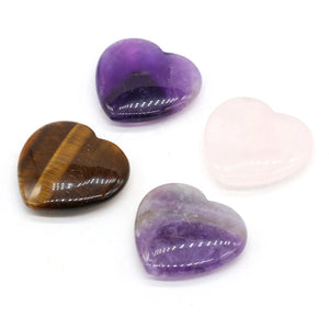 Natural Stone Heart Shape Pendants for Jewelry Making - Amethysts Tiger eye Bead