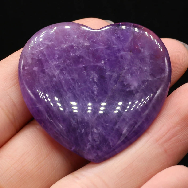 Natural Stone Heart Shape Pendants for Jewelry Making - Amethysts Tiger eye Bead