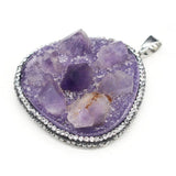 Irregular Druzy Amethysts Pendants Purple Crystal Charms