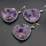 Irregular Druzy Amethysts Pendants Purple Crystal Charms