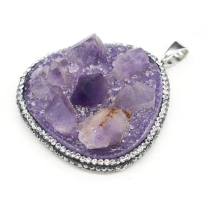 Irregular Druzy Amethysts Pendants Purple Crystal Charms