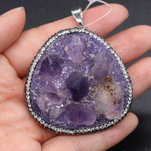 Irregular Druzy Amethysts Pendants Purple Crystal Charms