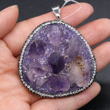 Irregular Druzy Amethysts Pendants Purple Crystal Charms