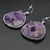 Irregular Druzy Amethysts Pendants Purple Crystal Charms