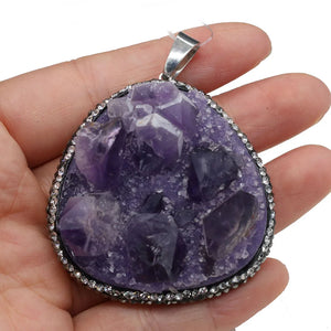 Water Drop Druzy Amethysts Pendants - Purple Crystal Charms