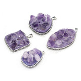 Water Drop Druzy Amethysts Pendants - Purple Crystal Charms