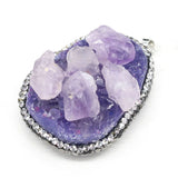 Water Drop Druzy Amethysts Pendants - Purple Crystal Charms