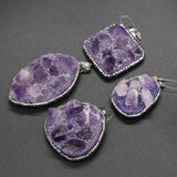 Water Drop Druzy Amethysts Pendants - Purple Crystal Charms