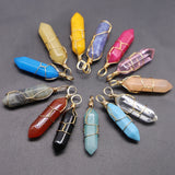Hexagonal Quartz Crystal Copper Wire Pendant for Necklaces