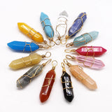 Hexagonal Quartz Crystal Copper Wire Pendant for Necklaces
