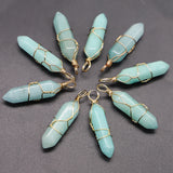 Hexagonal Quartz Crystal Copper Wire Pendant for Necklaces