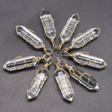 Hexagonal Quartz Crystal Copper Wire Pendant for Necklaces
