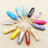 Hexagonal Quartz Crystal Copper Wire Pendant for Necklaces