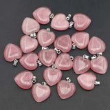 Natural Pink Agate Heart Necklace Pendant Healing Charm DIY Jewelry 30Pcs