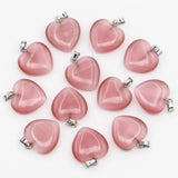 Natural Pink Agate Heart Necklace Pendant Healing Charm DIY Jewelry 30Pcs