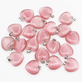 Natural Pink Agate Heart Necklace Pendant Healing Charm DIY Jewelry 30Pcs