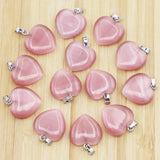 Natural Pink Agate Heart Necklace Pendant Healing Charm DIY Jewelry 30Pcs