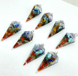 7 Chakra Resin Hexagon Pointed Cone Pendant for DIY Jewelry Making