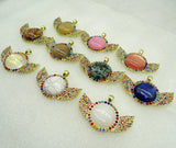 Natural Stone Quartz Crystal 8PC Round Shaped Pendant Diy Jewelry Making