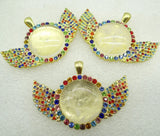Natural Stone Quartz Crystal 8PC Round Shaped Pendant Diy Jewelry Making