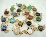 Natural Stone Quartz Crystal 8PC Round Shaped Pendant Diy Jewelry Making
