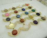 Natural Stone Quartz Crystal Opal Aventurine Round Pendant Charms 8PCS