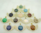 Natural Stone Quartz Crystal Opal Aventurine Round Pendant Charms 8PCS