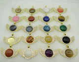 Natural Stone Quartz Crystal Opal Aventurine Round Pendant Charms 8PCS