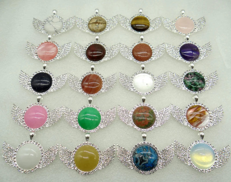 Natural Stone Quartz Crystal Round Pendant for DIY Jewelry Making