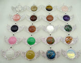 Natural Stone Quartz Crystal Round Pendant for DIY Jewelry Making