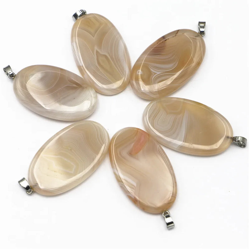 Natural Stone Quartz Agate Slice Pendant Reiki Healing 6PCS