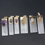 Selenite Plaster Tourmaline Amethyst Citrine Pendant Jewelry