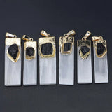 Selenite Plaster Tourmaline Amethyst Citrine Pendant Jewelry