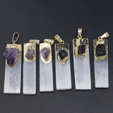 Selenite Plaster Tourmaline Amethyst Citrine Pendant Jewelry